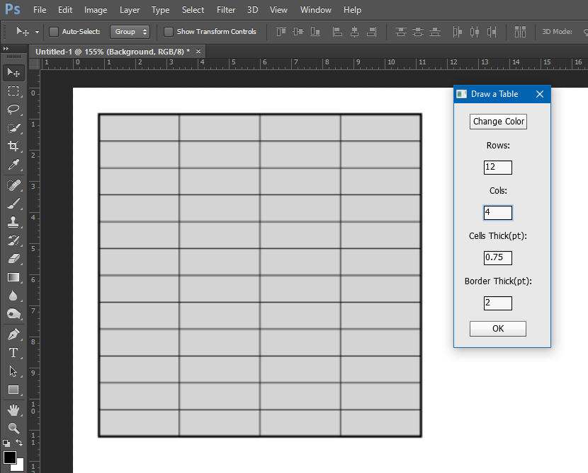 Draw Table in Photoshop
